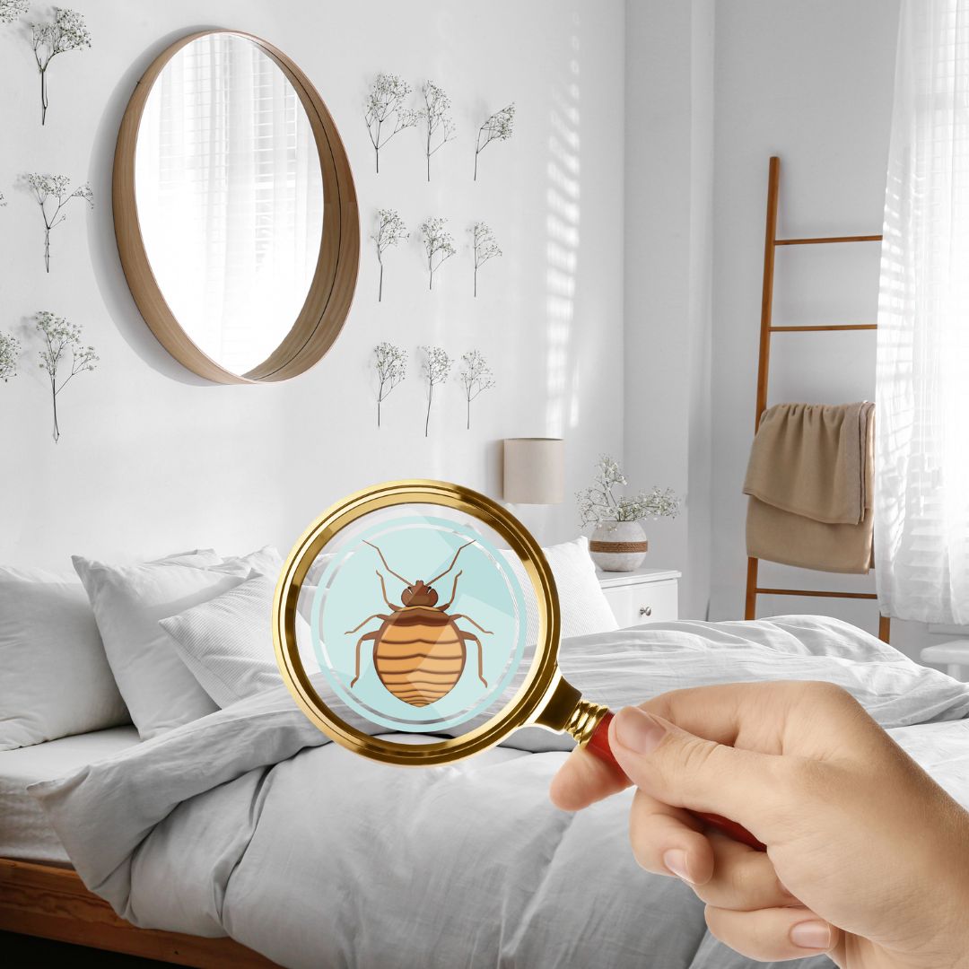 clean bed with magnifying glass